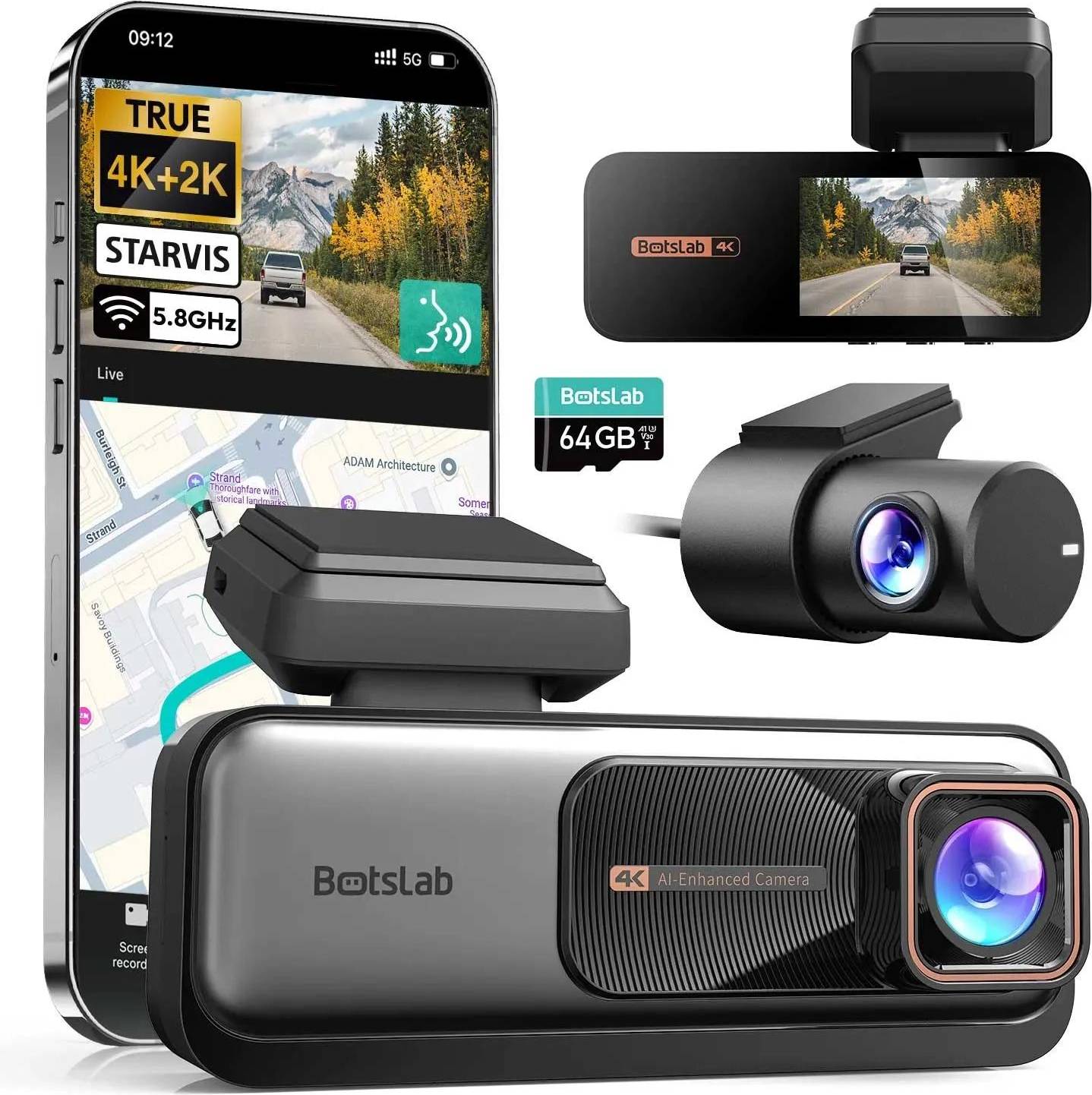 Front and rear dashcam 4K Dash Cam Front Rear Ultra Wide