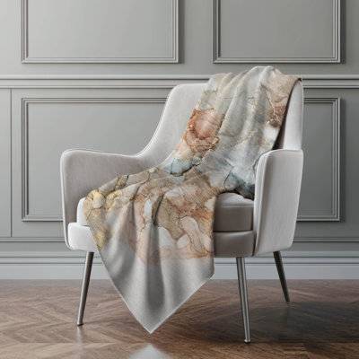 Addison Rugs Machine Washable Sherpa Throw Blanket Abstract Blankets Beige