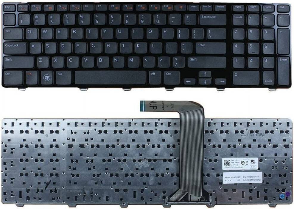Laptop Keyboard Compatible Dell Layout Black