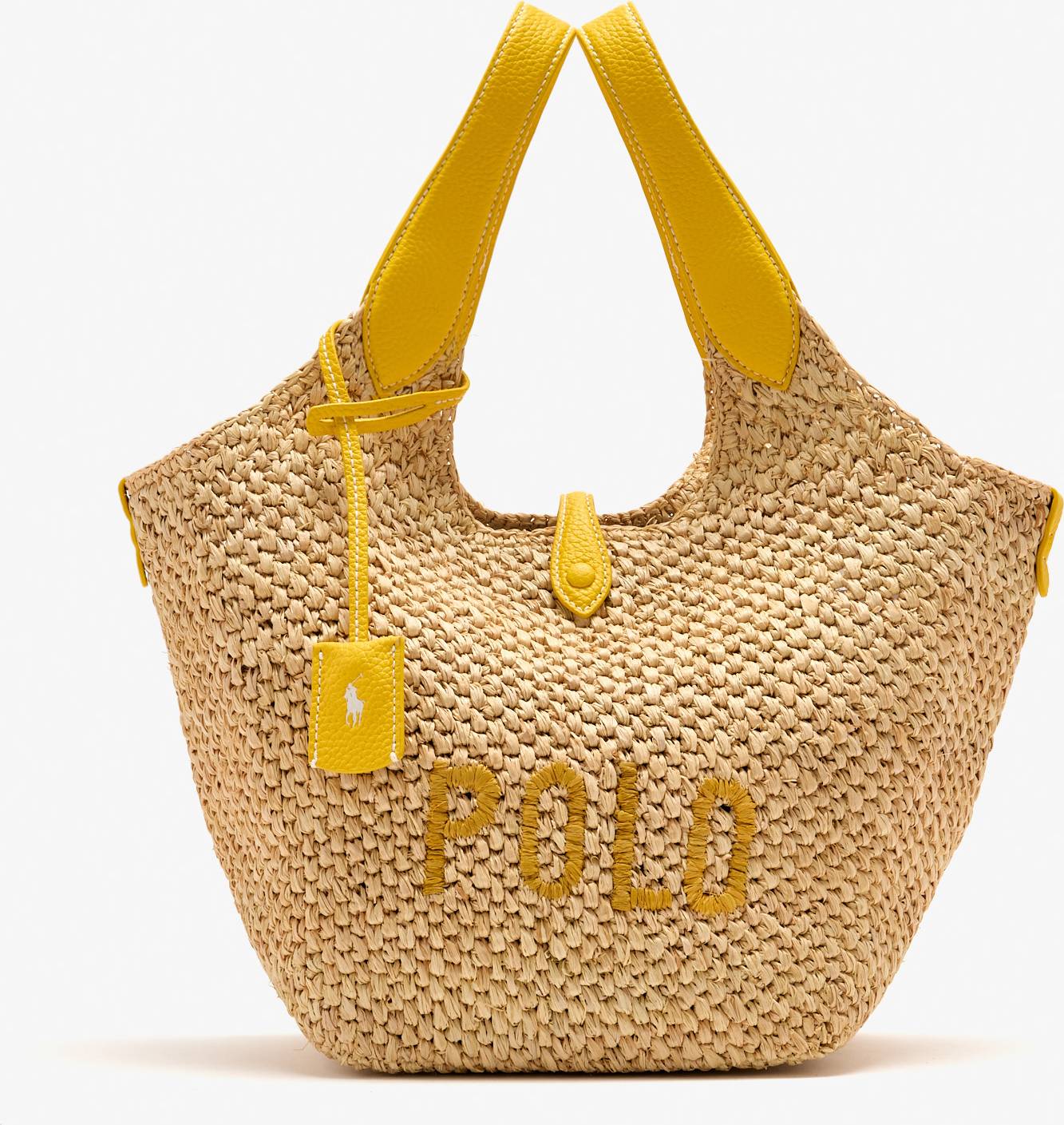 Polo Ralph Lauren Raffia Leather Logo Tote Leather - Raffia