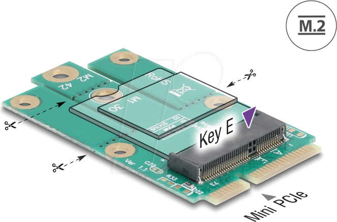 DeLock PCIe Mini Card USB 2.0 Til M.2 Key E