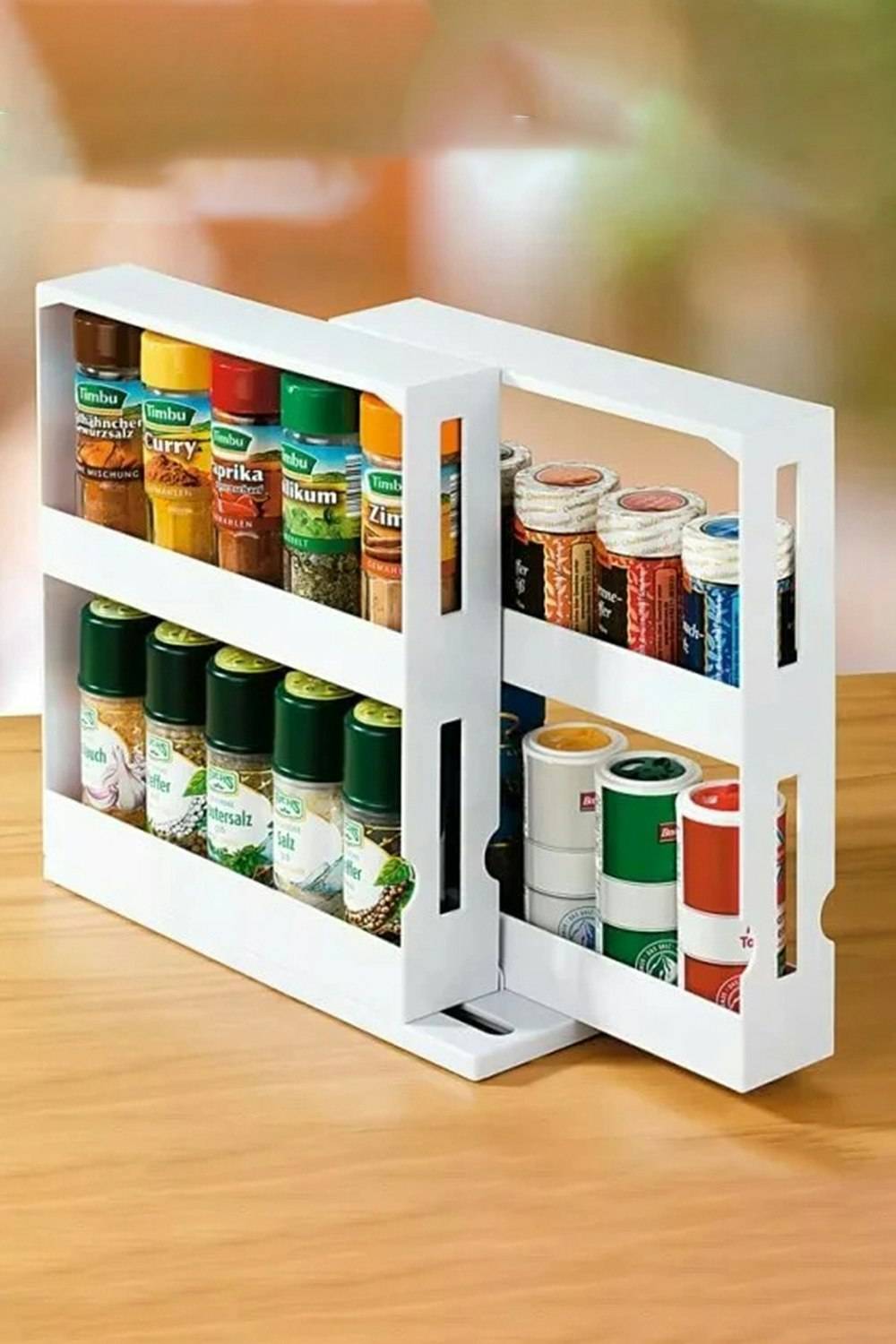 Living and Home 2-Tier 2-Row Rotating Jars Spice Rack