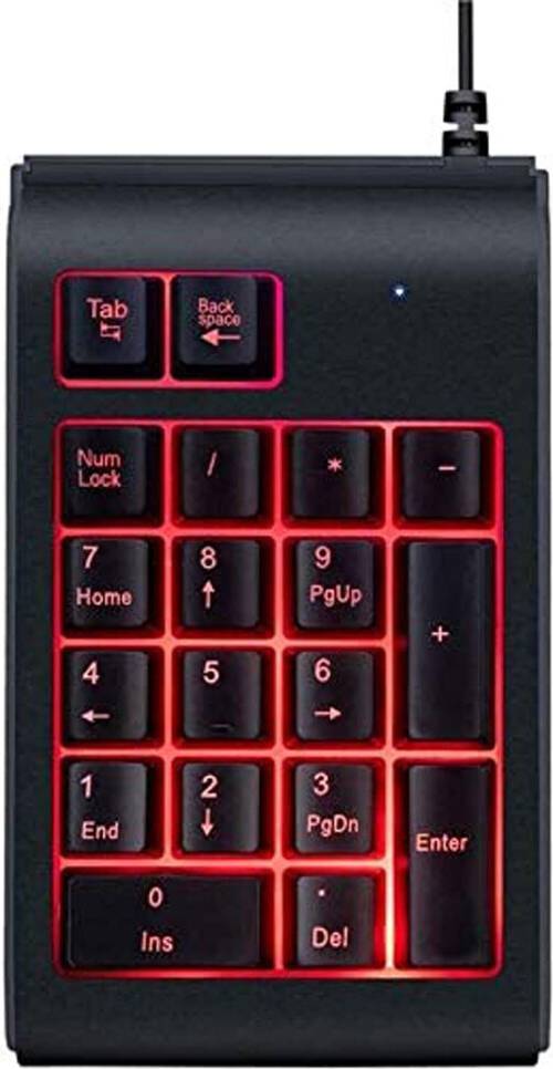 Ergonomic Wired USB Numeric Keypad - Backlit