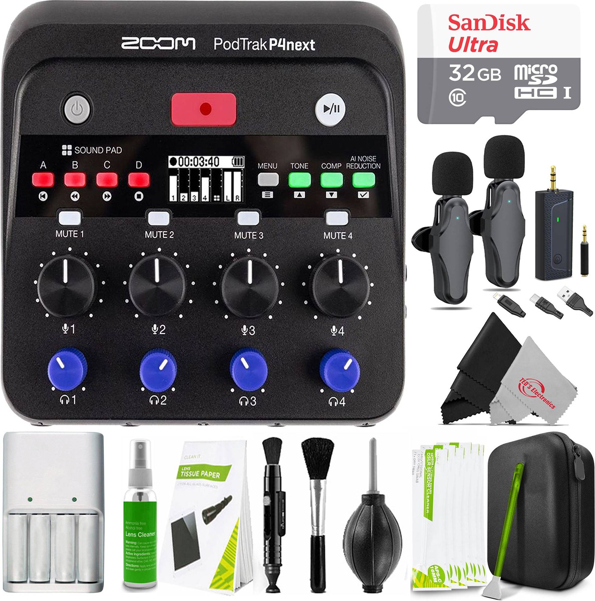 Portable recorder Zoom PodTrak P4next Portable Podcast Recorder Kit