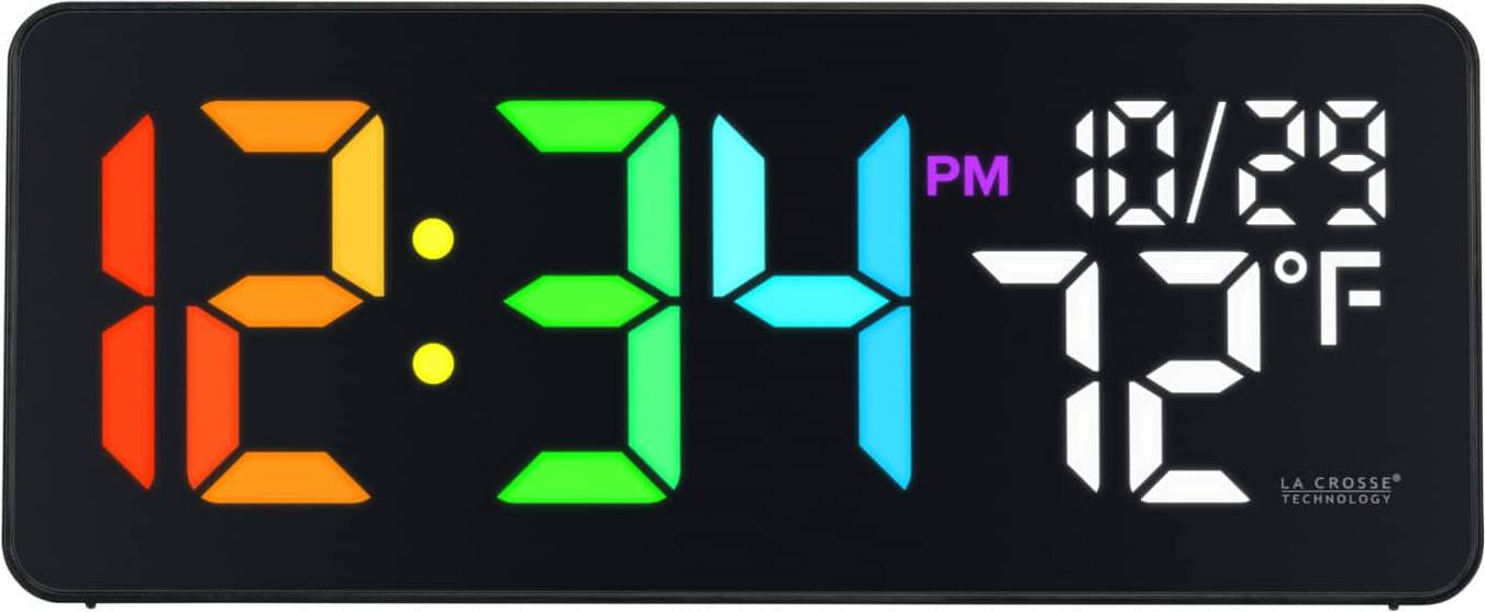 LA CROSSE TECHNOLOGY Color Changing LED Clock Indoor Temperature