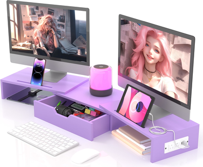 Monitor riser Yoneston Dual Monitor Stand Riser Purple