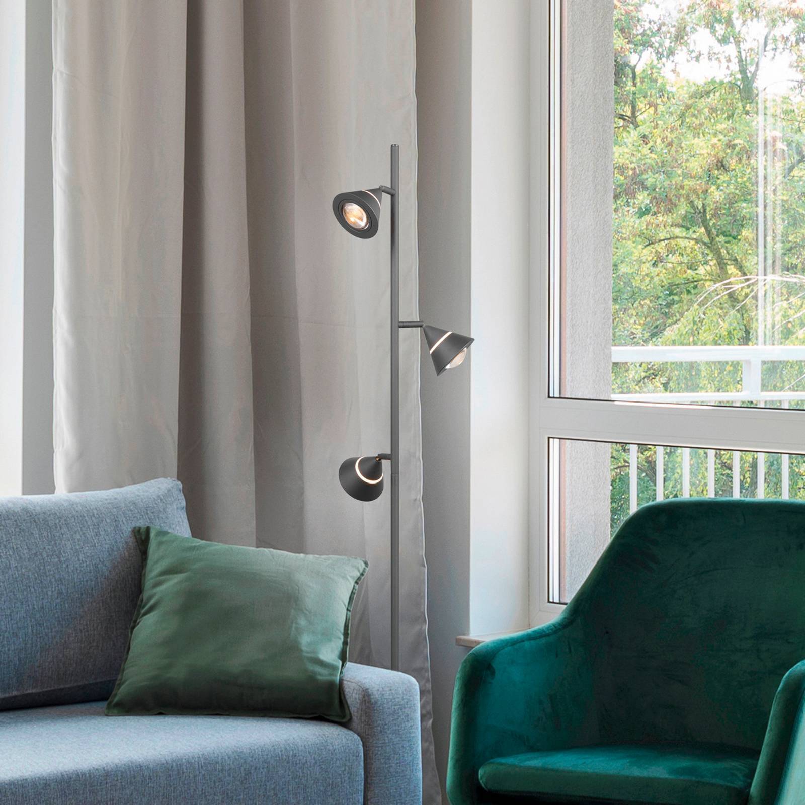 Trio Lighting LED Romeo Dæmpbar Sort Gulvlampe