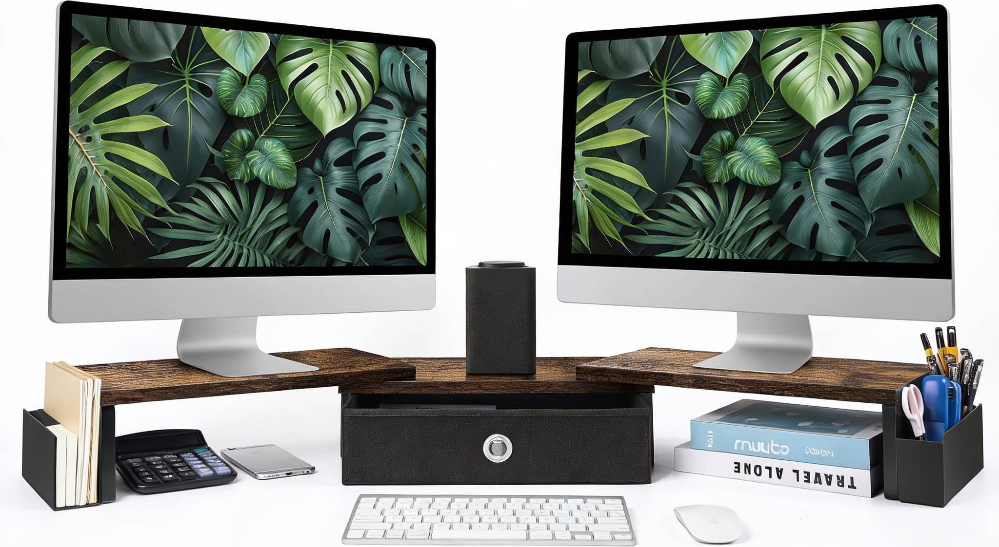 Monitor riser CovertSafe Brown Dual Monitor Riser