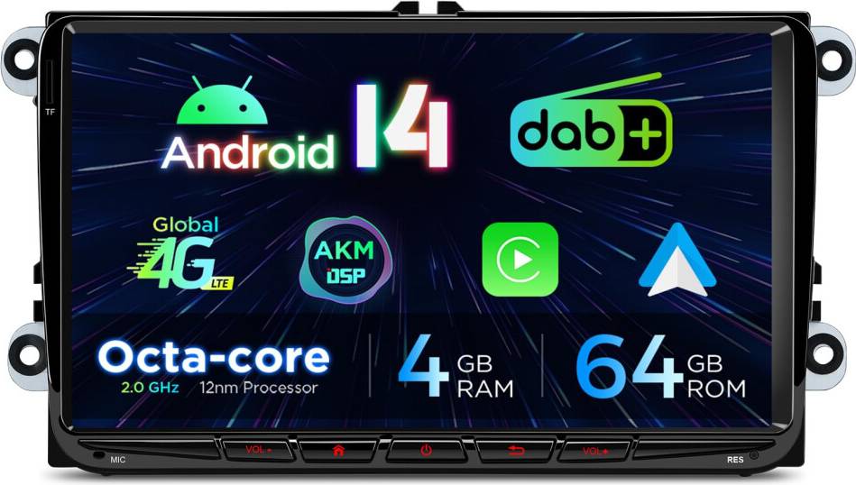 Xtrons 9 Inch Android 14 DAB Car Stereo