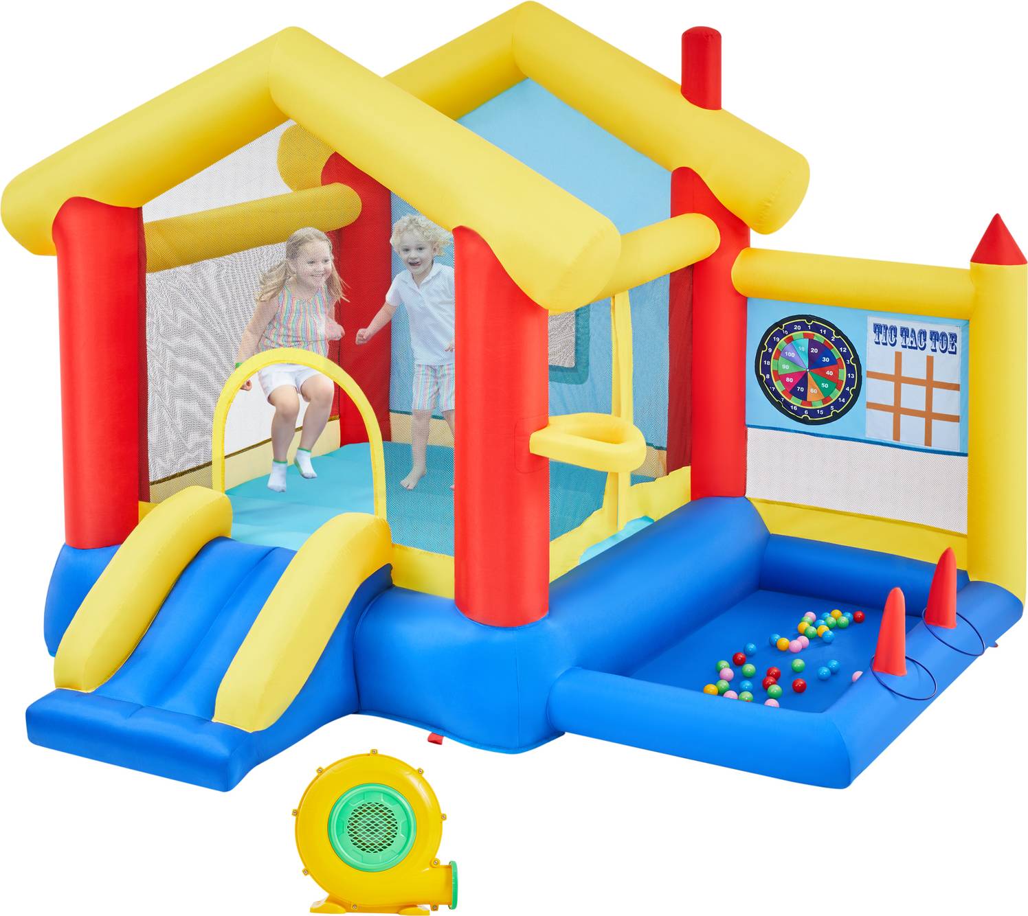 Yaheetech Bouncy Castle Inflatable Trampoline Blue
