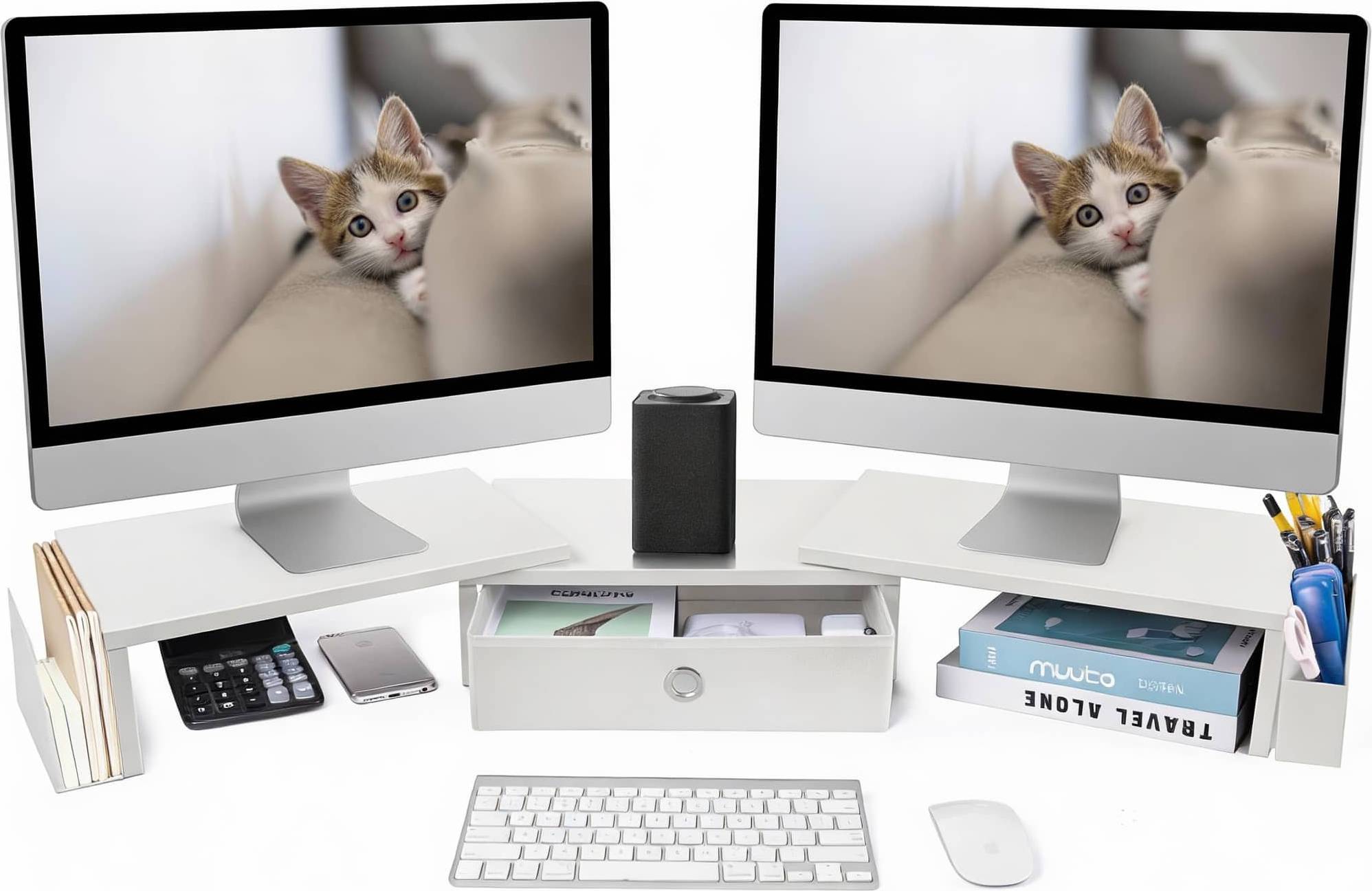 Monitor riser CovertSafe White Dual Monitor Riser