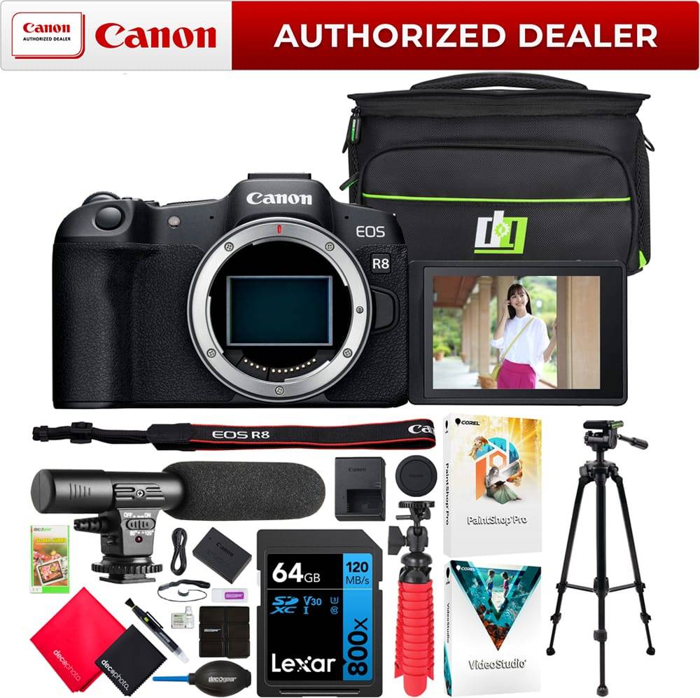 Eos r8 Canon EOS R8 Full Frame Mirrorless Camera Body Kit Deluxe Bundle