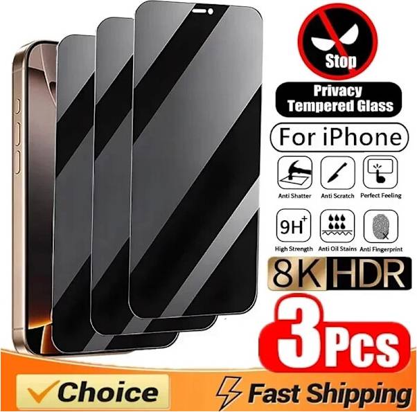 3-Pack Privacy Screen Protector Glass for iPhone