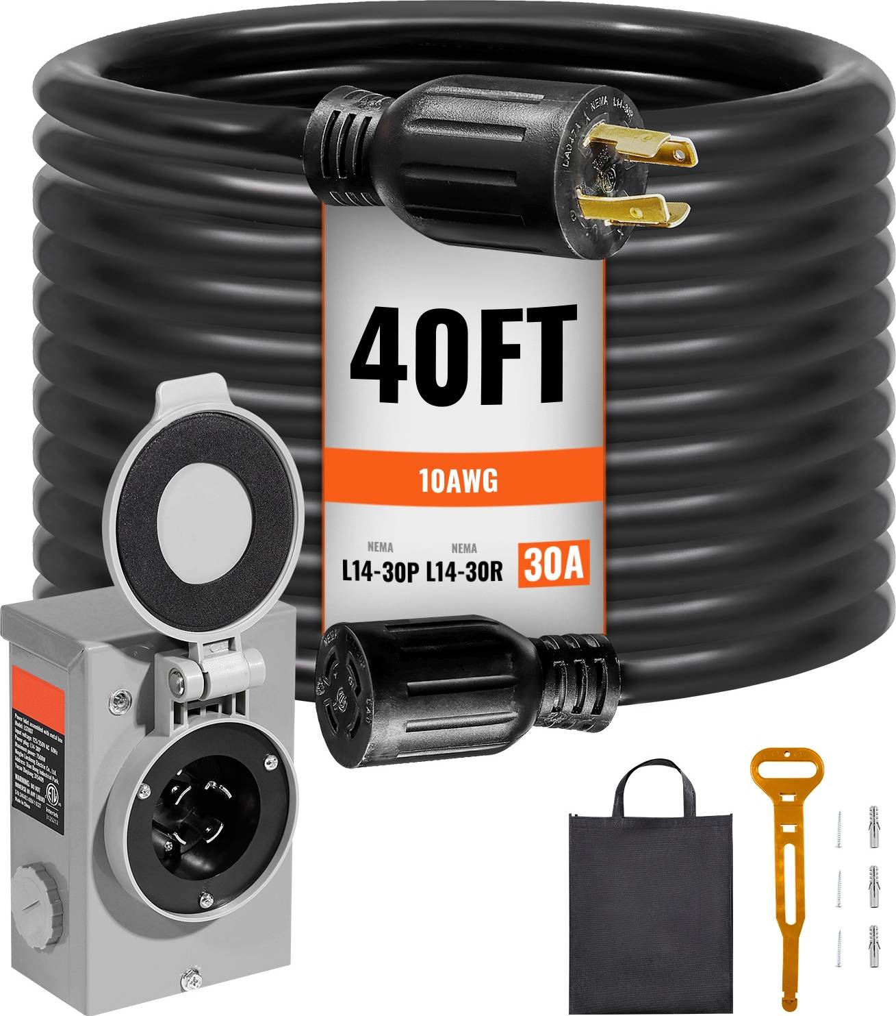 Amp wiring kit VEVOR 30 Amp Generator Cord Power Inlet Box Kit