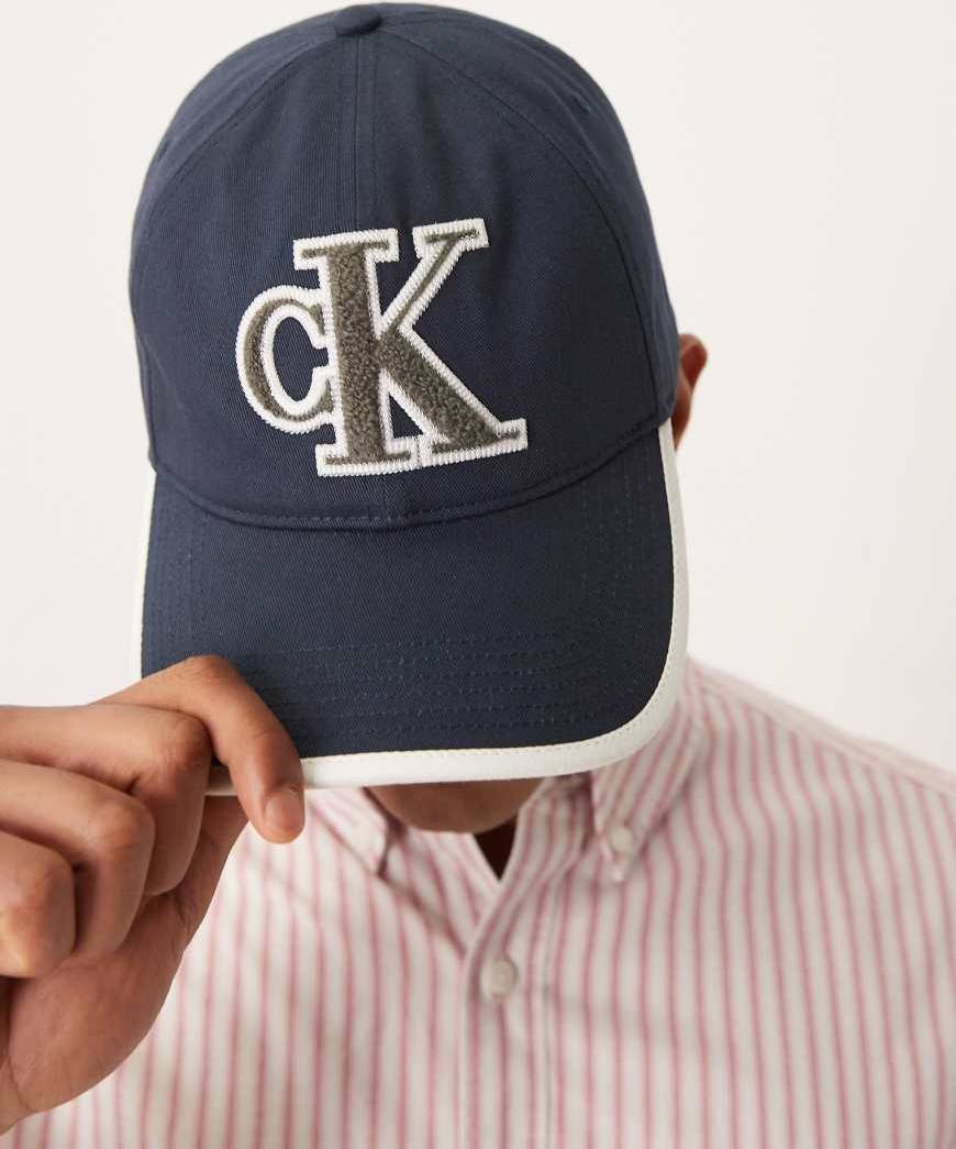 Calvin Klein Textured Monogram Baseball Cap - Blue