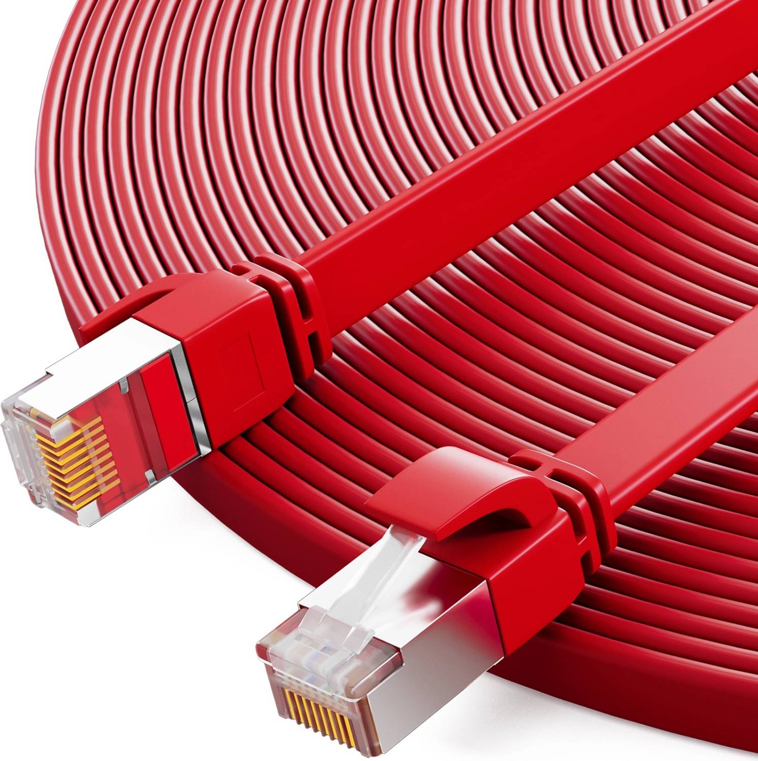 LAN Kabel Flach CAT 7 RJ45 Rot