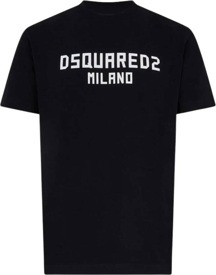 Cotton T-Shirt Rundhalset Logo - Sort