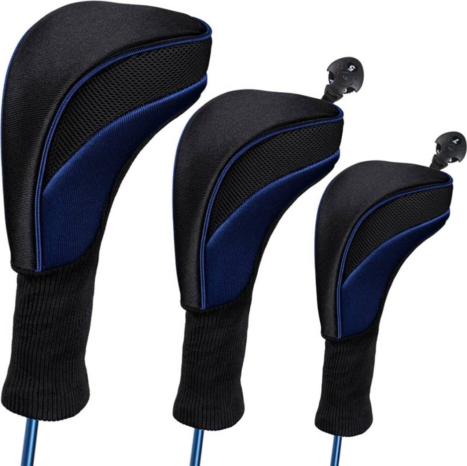 Universal Solid Color Mesh Golf Head Cover Set 3Pcs