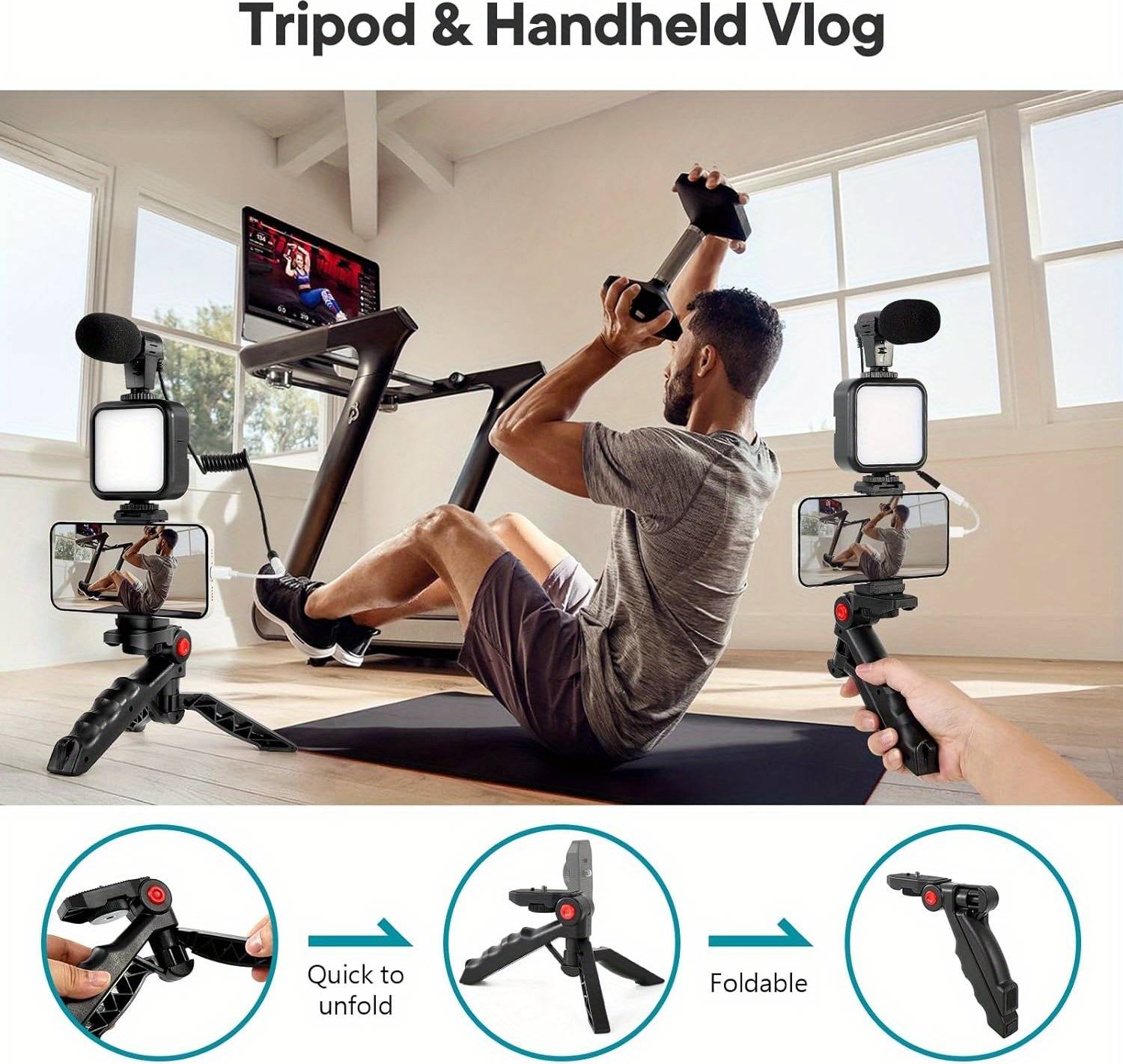 Ring light for phone Temu Vlogging Kit For Phone With Mini Led Video Light