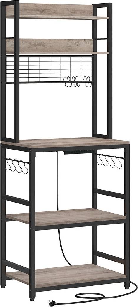 Vasagle Kitchen Storage Rack with Power Outlet - Greige Ink Kitchen Storage