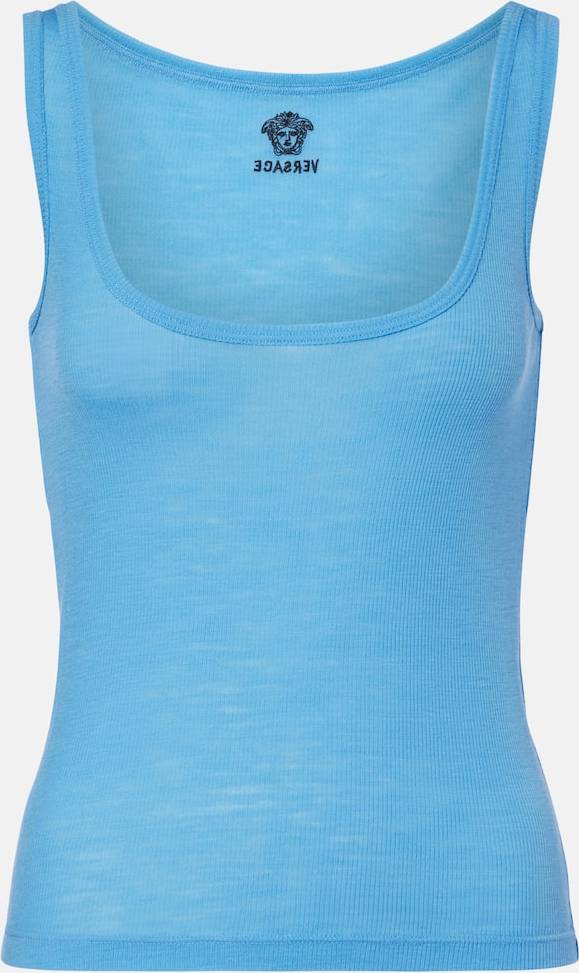 Versace Broderad Ribbstickad Tank Top Ull Toppar - Polyester