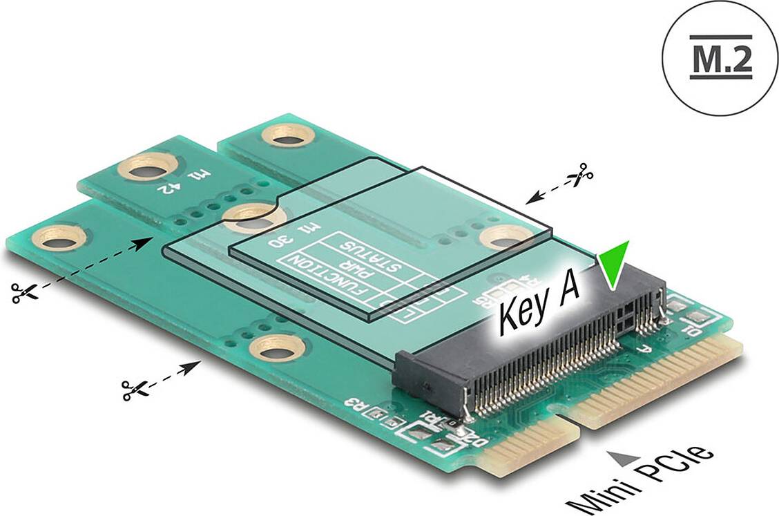 DeLock Adapter Mini PCIe Stecker M.2 Key A Slot