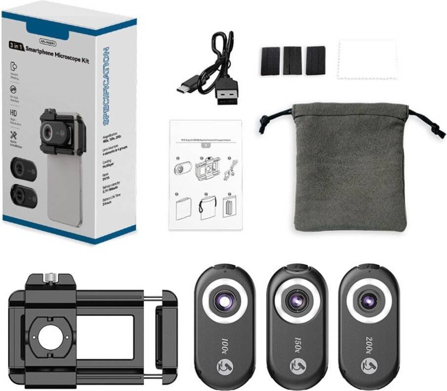 3-In-1 Smartphone Macro Kit Add-On Lens