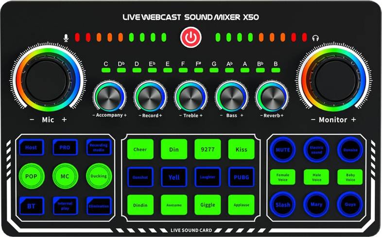 Live Streaming Sound Card Audio Mixer