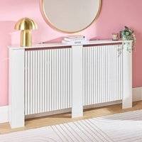 Ribbed Large Radiator Cover White