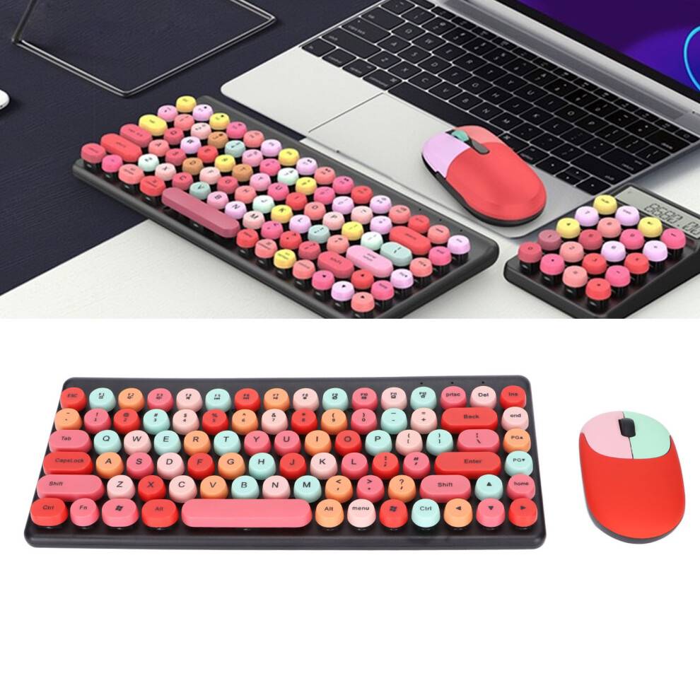 Wireless 86-Key Colorful Keyboard Mouse Combo