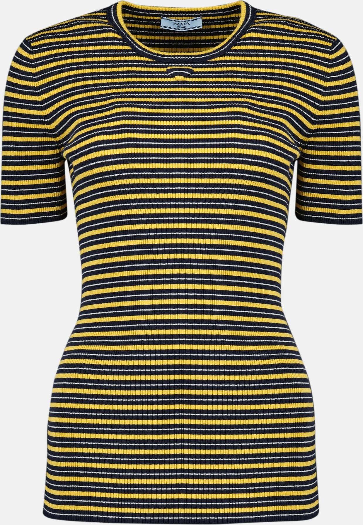 Prada Ribbed Yellow Striped T-Shirt