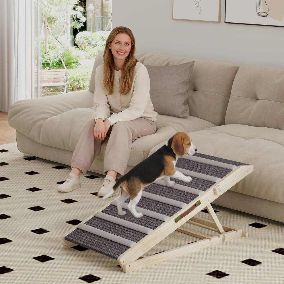 Pawhut Dog Ramp Adjustable Height Climbing Ladder