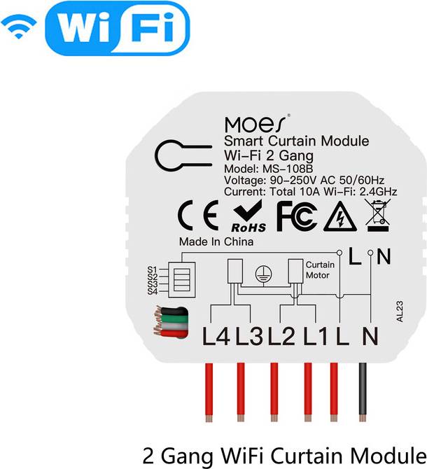 Module Commutateur Rideau WiFi 2 Gang Zigbee
