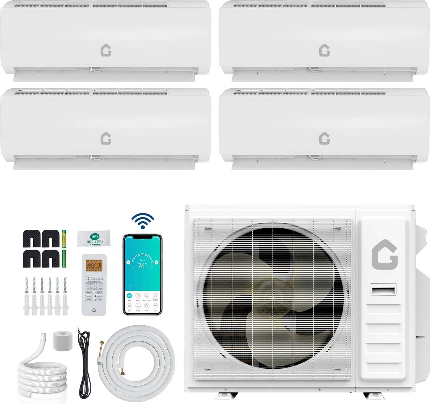 Split system air conditioner Garvee 35K BTU 4 Zone Mini Split AC Heating System