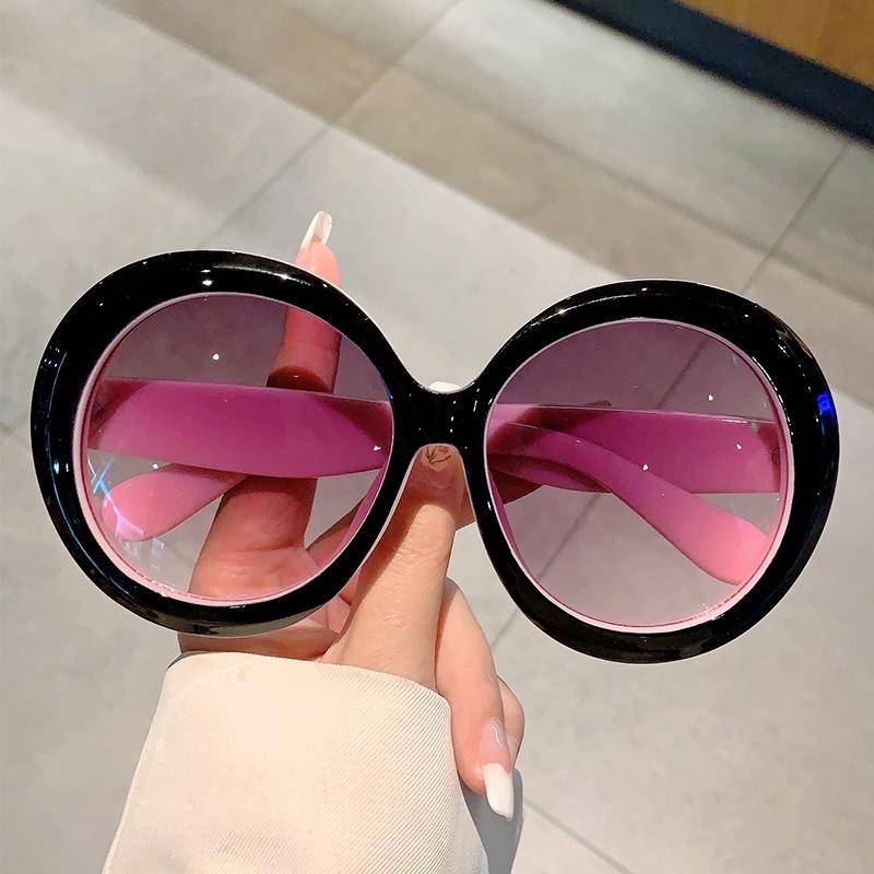 Oversized Runde Solbriller Vintage Punk Rosa Glass