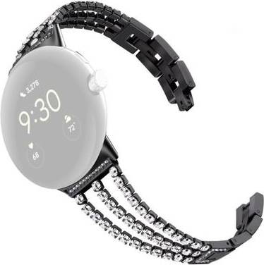 Google Pixel Watch Rhinestone Metal Strap Black