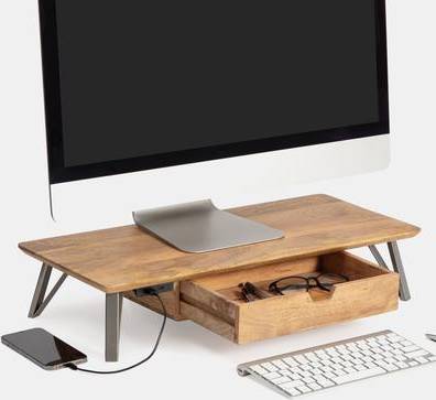 Monitor stand wood Jani Wood Monitor Stand Riser Desk