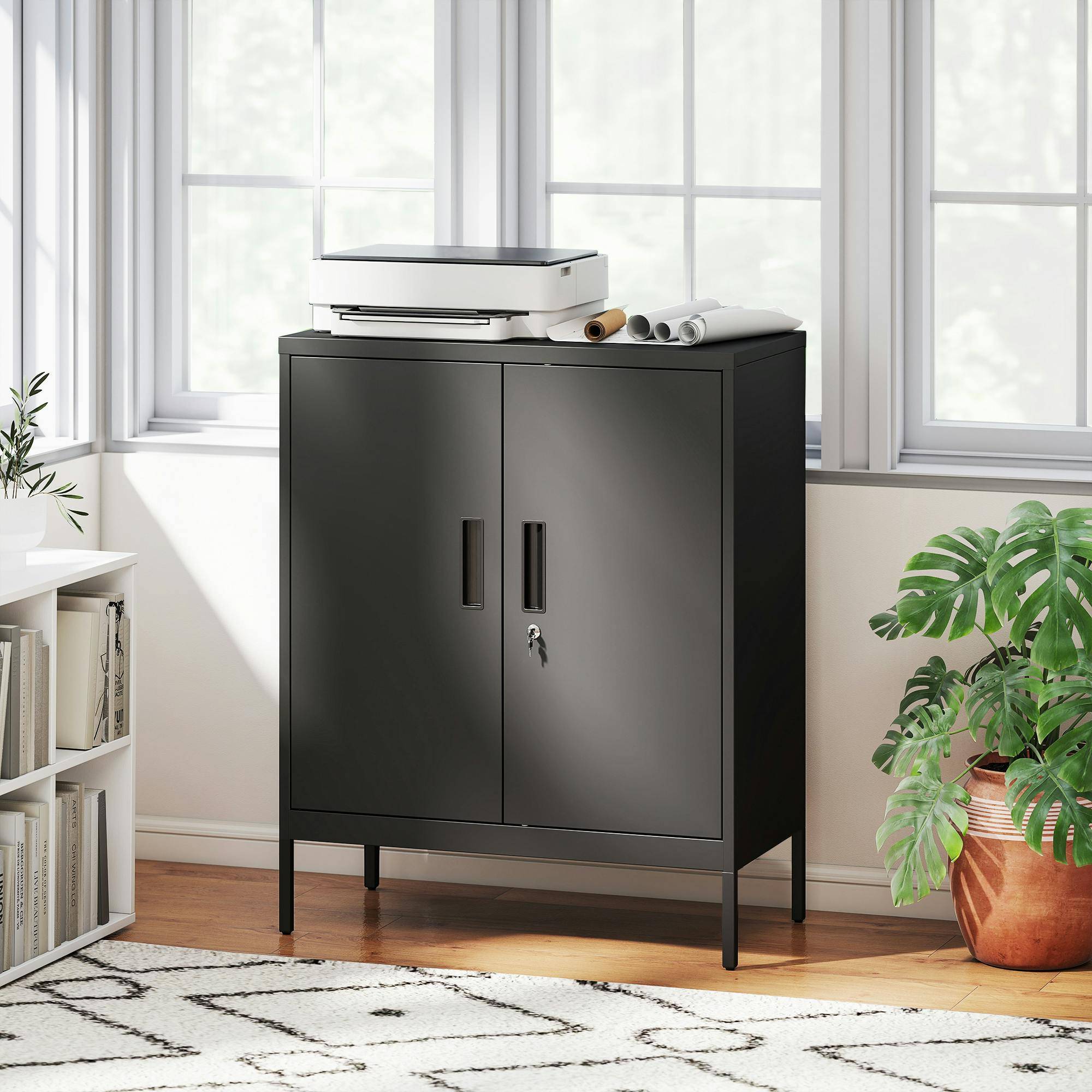 Homcom Metal With Lock Storage Cabinet