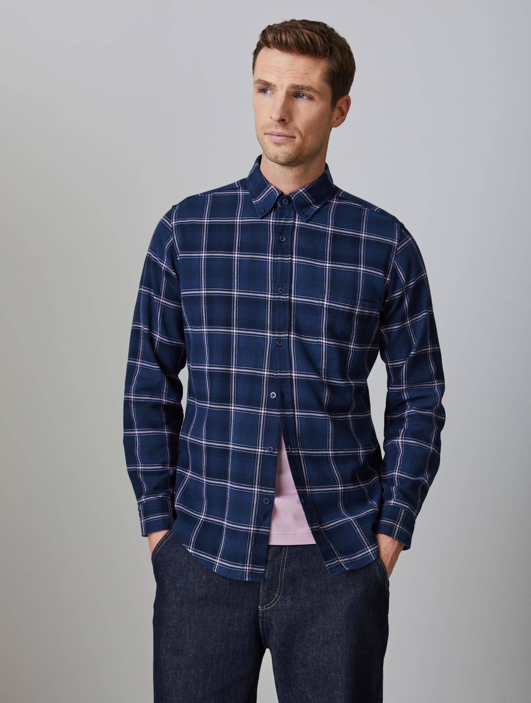 BOSS Ricket Check Shirt - Dark Blue