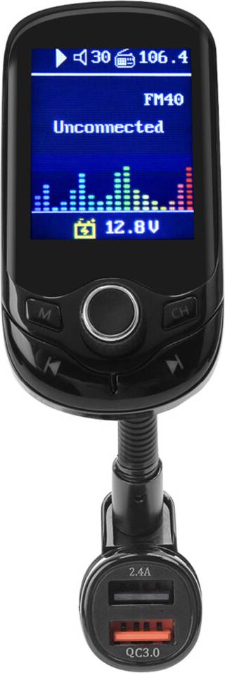 Wireless FM Transmitter Bluetooth 1.8 Inch Color Display