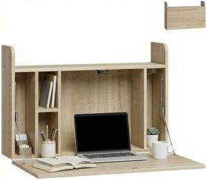 Homcom Wall Mounted Table Oak Writing Desk