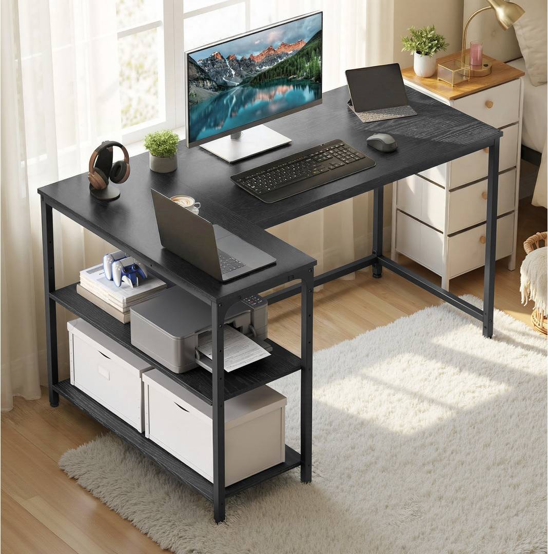 Inbox Zero Corner Computer With Adjustable Storage Writing Desk