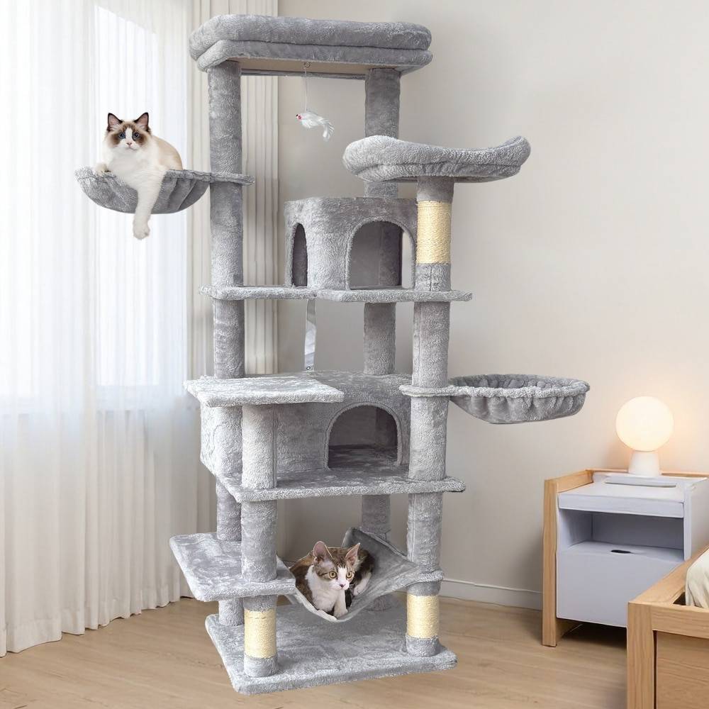 Cat tree scratching post REIBII 68 Inch Multi-Level Cat Tree with Scratching Post Plush Perch
