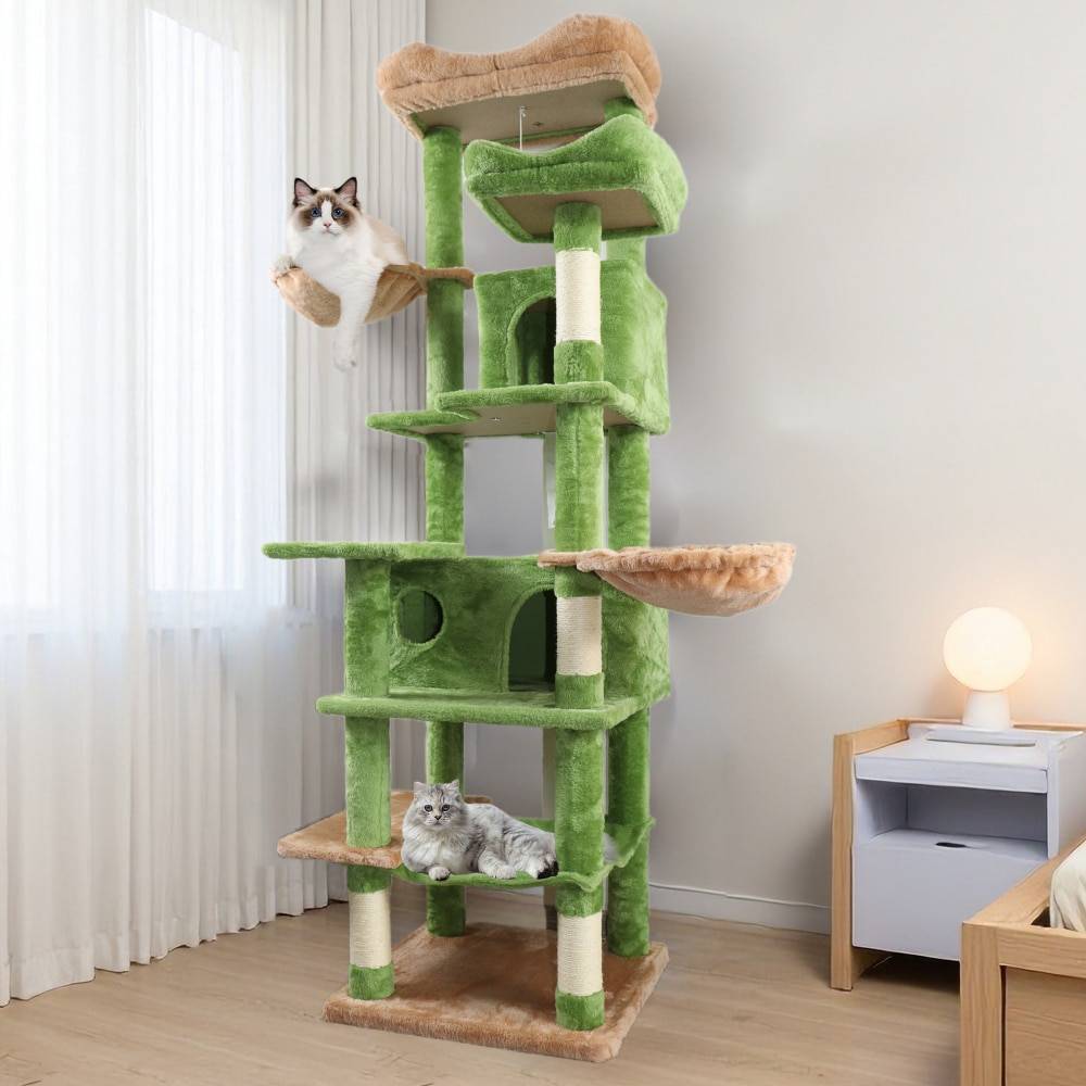 Cat tree scratching post REIBII 68 Inch Multi-Level Cat Tree with Scratching Post Plush Perch