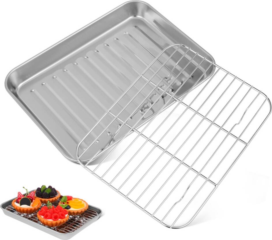 Baking tray set NonStick Baking Tray Set Stainless Steel Wire Rack 2 Pack