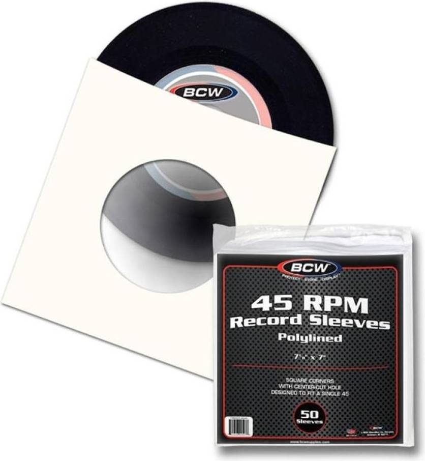 Paper Record Sleeves 45 RPM Polylined 50 ct