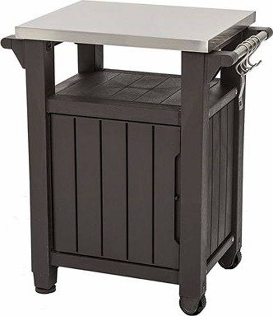 Keter Unity BBQ Side Table Brown Silver