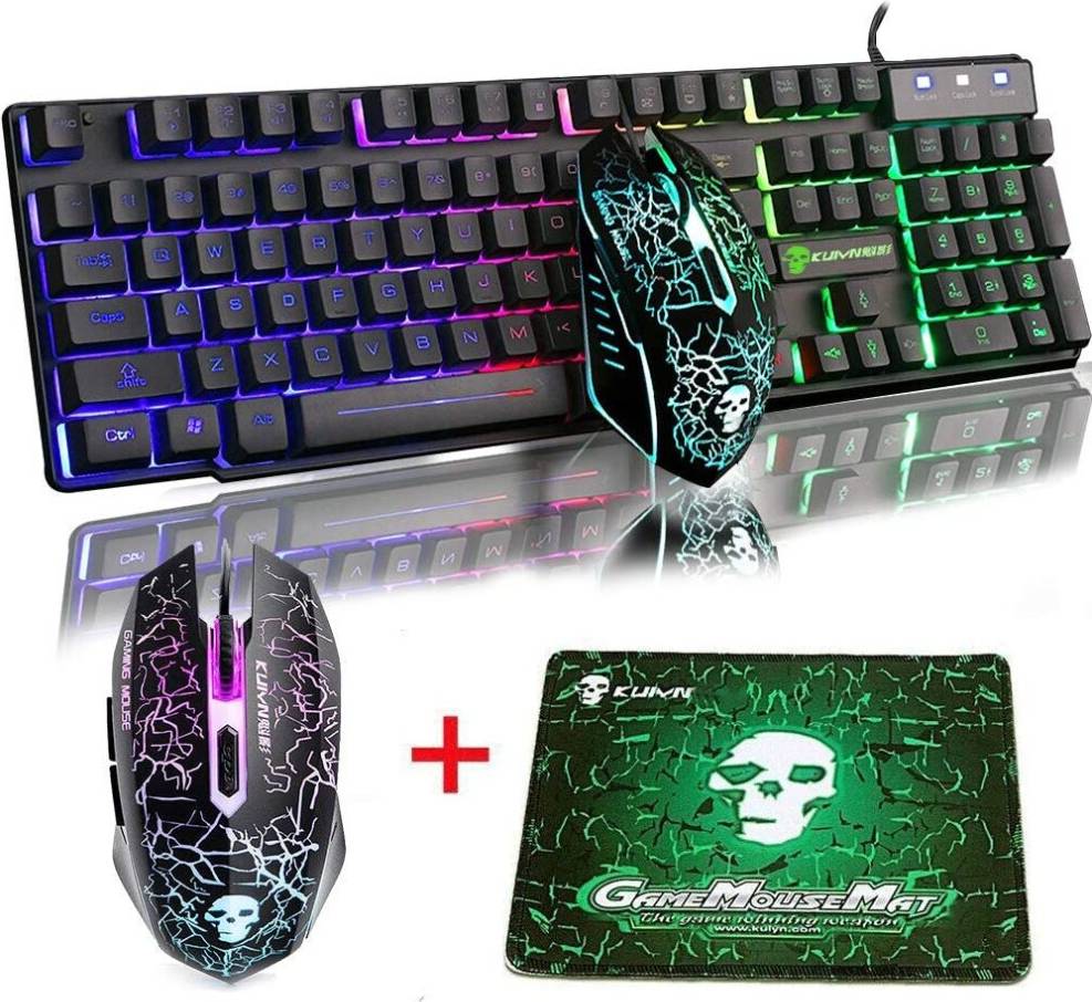 Gaming keyboard and mouse Bysion LED Gaming Keyboard Mouse Set Rainbow USB