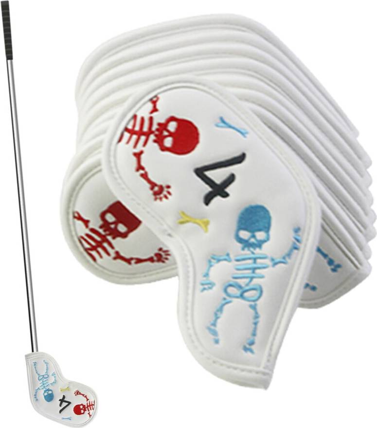 Portable Skeleton Pattern Golf Club Protective Cover Set