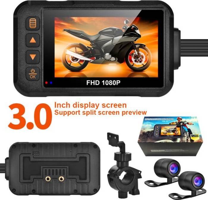3 Inch Waterproof Motorcycle Camera 1080P